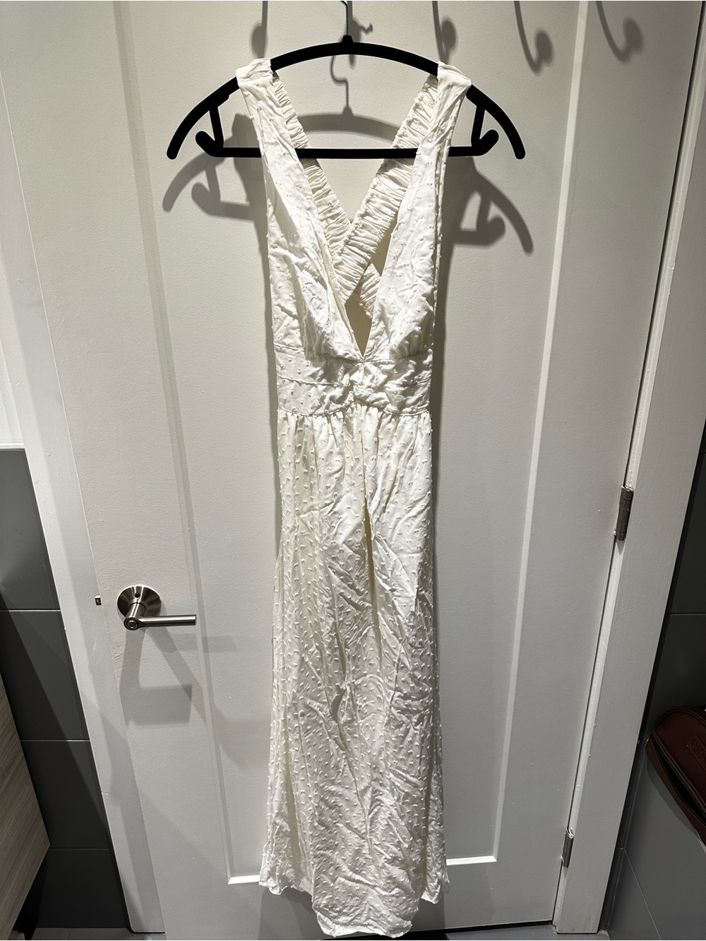 Peixoto White Backless V-Neck Maxi Dress